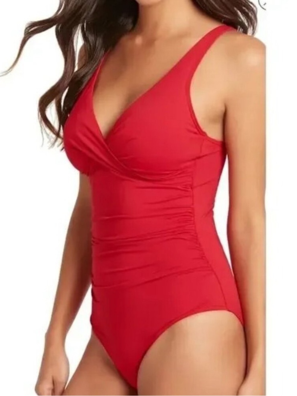 Jantzen Red One-Piece Ruched Swimsuit with Crisscross Back size 8